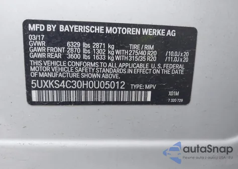 2017 BMW X5 xDrive35D from USA, damaged, VIN 5UXKS4C30H0U05012